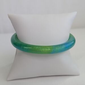 Handmade Blue & Green Neon Bangle Bracelet Small